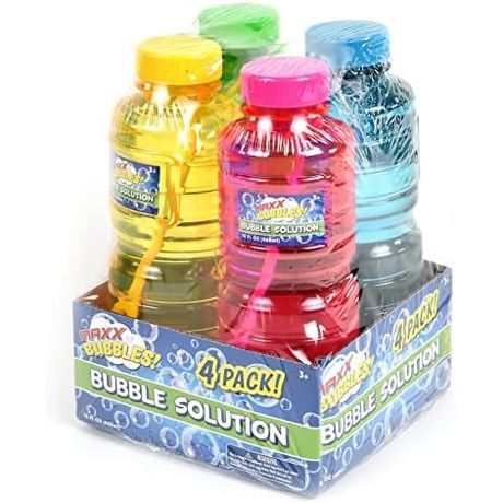 Maxx Bubbles 16 oz Bubble Solution, 4 Bottles in 4 Colors