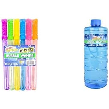 Maxx Bubbles Bundle: 6 Bubble Wands plus 64 oz Solution Refill