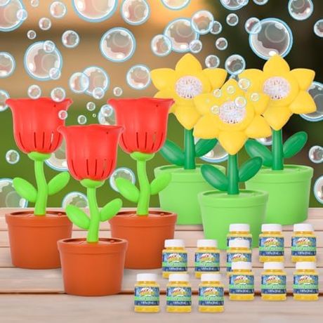 Maxx Bubbles Flower Bubble Machines, 6-Pack Party Set