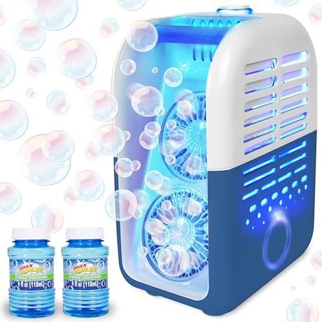 Maxx Bubbles Light Up Portable Party Bubble Machine, Rechargeable